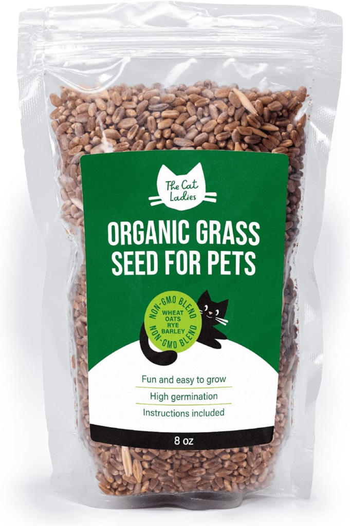 the cat ladies organic cat grass seeds in plastic bag