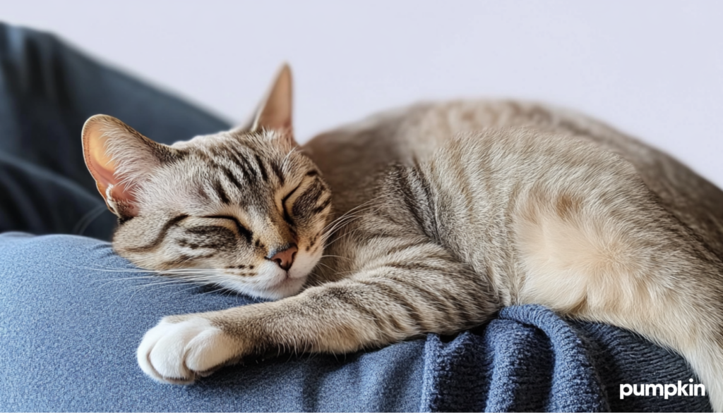 Cat sleeping on a blanket