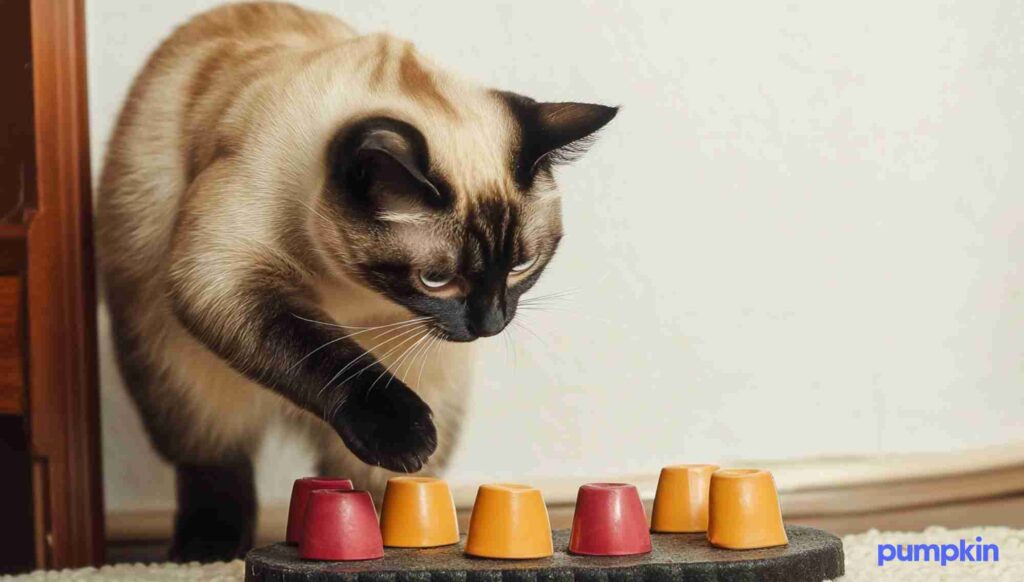 cat playing with toy for mental enrichment